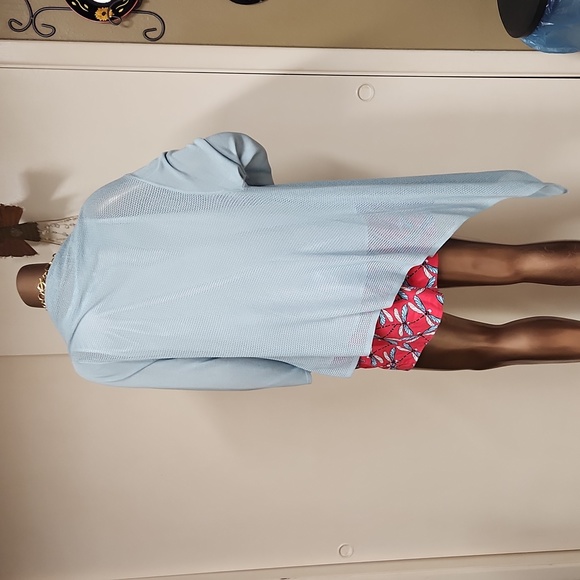 Cracker Barrel Mesh Light Blue Wrap Sweater - Picture 3 of 4
